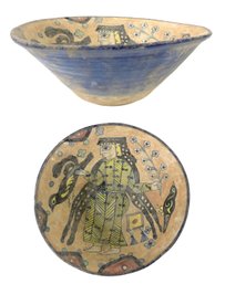 Middle Eastern Buff Ware Pottery Bowl With Figural Design - #S12-1