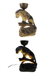 Vintage Chalkware Columbia Statuary Jaguar Table Lamp By Puccini Art Novelty Co. - #S10-2