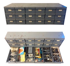 Metal Industrial Tool Cabinet (Loaded With Masonry Drill Bits & Assorted Small Parts) - #BR