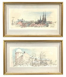 Uppsala, Sweden Color Lithographs, Signed Emme Fog - #S12-3