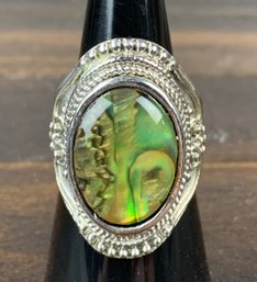 Sterling Silver Abalone Shell Ring, Size 8.25 - #JB