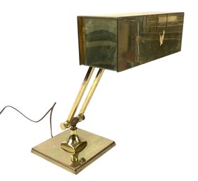 Vintage Gold-Tone Metal Articulating Desk Lamp (WORKS) - #S14-1