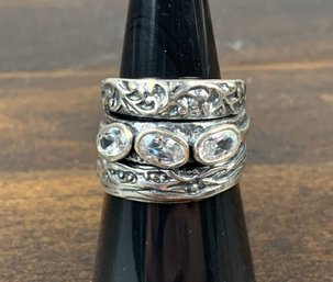 Sterling Silver Cubic Zirconia Twist Ring, Size 7.75 - #JB