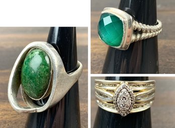 Collection Of Sterling Silver & Mexican Taxco 805 Silver Rings - #JB