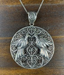 Gemala Sterling Silver Two Love Birds Filigree Pendant - #JC-R