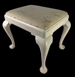 Queen Anne Style Ivory Upholstered Vanity Stool - #BR
