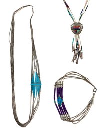 Southwestern Liquid Sterling Silver Necklaces & Silver Cloud Sterling Bracelet - #JC-B