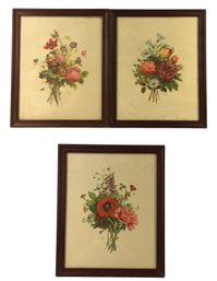 Framed Jean Louise Prevost Botanical Offset Lithographs, (Set Of 3) - #C2