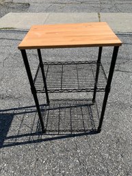 Black Chef's Rack With Butcher Block Top - #FF