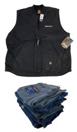 (NEW) Berne Apparel 2X Work Vest & Carhartt Loose & Relaxed Fit Men's Jeans (6 Pairs) - #S7-5