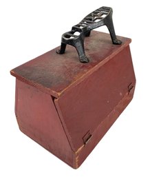 Wooden Shoe Shine Box With Cast Iron Texas Star Boot Scraper - #S19-2