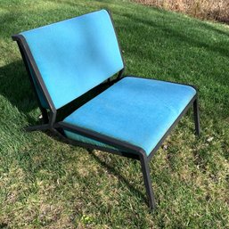 Mid-Century Blue Velvet Lounge Chair - #BR