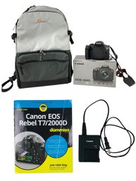 Canon EOS 2000D Camera Body, Canon Battery & Charger, Lowepro Camera Backpack - #S19-2