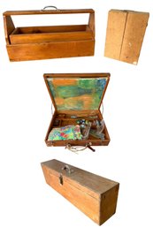 Carpenter Toolbox, Wooden Toolbox, Children's Carpentry Toolbox & Artist Paint Box - #S17-3