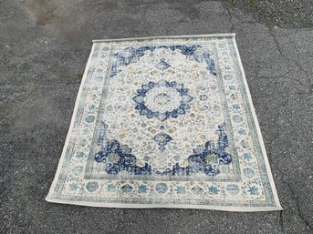 Bodrum 8X10 Ivory/Blue Turkish Area Rug - #SC