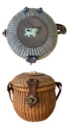 1960s John Romain Nantucket Basket Purse With Carved Bone Lion - #S18-3