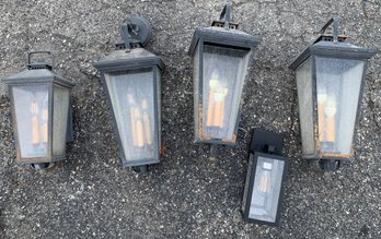 Collection Of Black Electrified Outdoor Wall Sconces - #BR