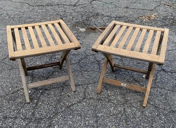 Gloster Folding Teak Patio Side Tables - #SR