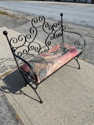 Black Wrought Iron Bench - #FF