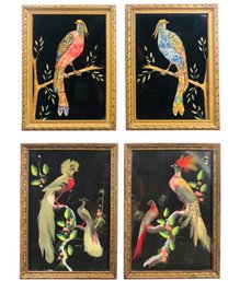 1943 Hand Painted Bird Postage Stamp Art & Hand Painted Bird Feather Art - #S12-5