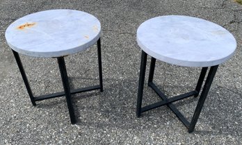Pair Of Round Metal Outdoor Side Tables - #FF
