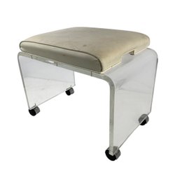 Rolling Lucite Vanity Bench / Stool - #FF
