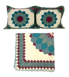 Starburst Pattern 6X6 Quilted Bedspread & Pillow Set - #FF