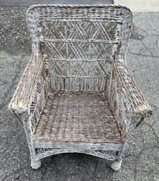 Antique White Wicker Armchair - #SC