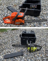 Husqvarna 235 E Series & Ryobi 18-Inch Gas Chainsaws With Protective Cases - #SC