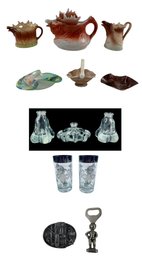 Silver Rim Dorothy Thorpe Glasses, Art Glass Bowls, Heavy Bottom Glass Bottles & More - #S14-3