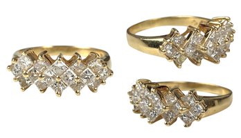 14K Yellow Gold Princess Cut (2.5 Plus CTW) Natural Diamond Ring (Size 11.25) - #JC-B