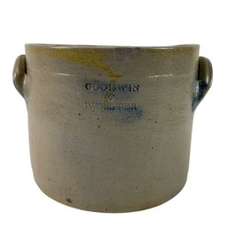 19th Century Goodwin & Webster Salt Glazed Stoneware Crock  - #S3-1