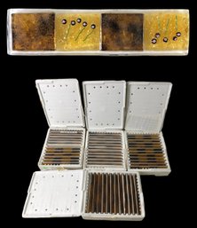 Mid-Century Modern Hand Blown Floral Amber & Brown Glass Tiles - #S9-1