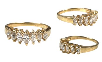 14K Yellow Gold Marquise Natural Diamond Ring (Size 5.75) - #JC-B