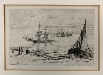 Sir Seymour Haden (British, 1818-1910) Etching, 'At Purfleet' 1870 - #S28-2