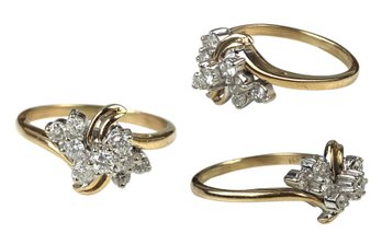 14K Yellow Gold Natural Diamond Cluster Ring (Size 8) - #JC-B