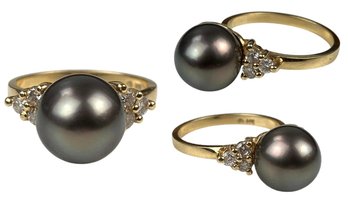 14K Yellow Gold Akoya Pearl Diamond Ring (Size 6.25) - #JC-B