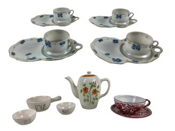 Stangl Bittersweet Teapot, Italian Soup & Saucer, Nippon Snack Sets & Rae Dunn - #S18-2