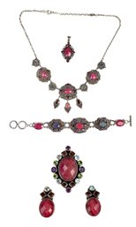 Vintage Nicky Butler Sterling Silver Faceted Ruby Red Corundum Multi-Stone Jewelry Parure - #JC-B