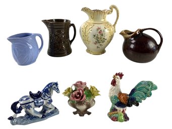 1940s Ceramex York #388 Ball Pitcher, McCoy Pitcher, Signed Rooster Figure, Capodimonte & More - #S17-2