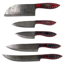 Damascus Steel 5-Piece Chefs Knife Set - #S14-4