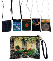 Collection Of Embroidered Crossbody Bags & Nancy Lucia New York Leather Wristlet - #S14-3