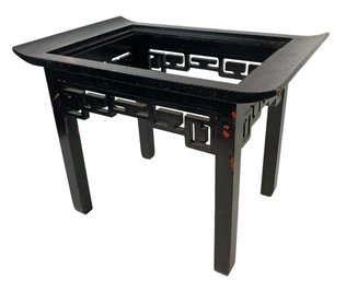 Vintage Asian Black Lacquered Side Table - #FF