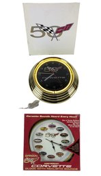 Official 50th Anniversary Corvette Wall Clocks Realistic Sounds/Lighted (WORKS) - #S18-2