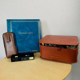 1940s-50s Black & White Snapshots, Vivitar 600 Camera, Vintage Storage Case & G-E Lamps - #BR-2