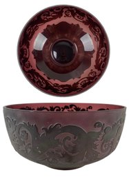 Amethyst Cameo Acid Etched Centerpiece Bowl - #S13-1