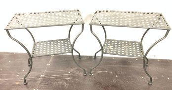 Mandalay Iron 2-Tier Outdoor Patio Side Tables - #FF
