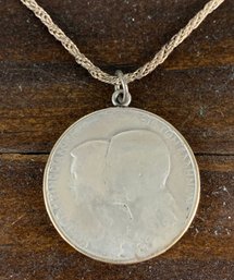 1964 Greek Silver 30 Drachma Coin Pendent & Sterling Silver Chain - #JC-B