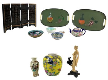 Vintage Japanese Trays, Nippon Porcelain, Meito China Trinket Dish, Asian Table Screen & More - #S17-3