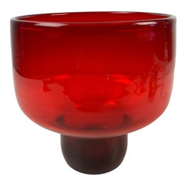 Mid-Century Modern Red Blown Glass Pedestal Bowl - #S10-2